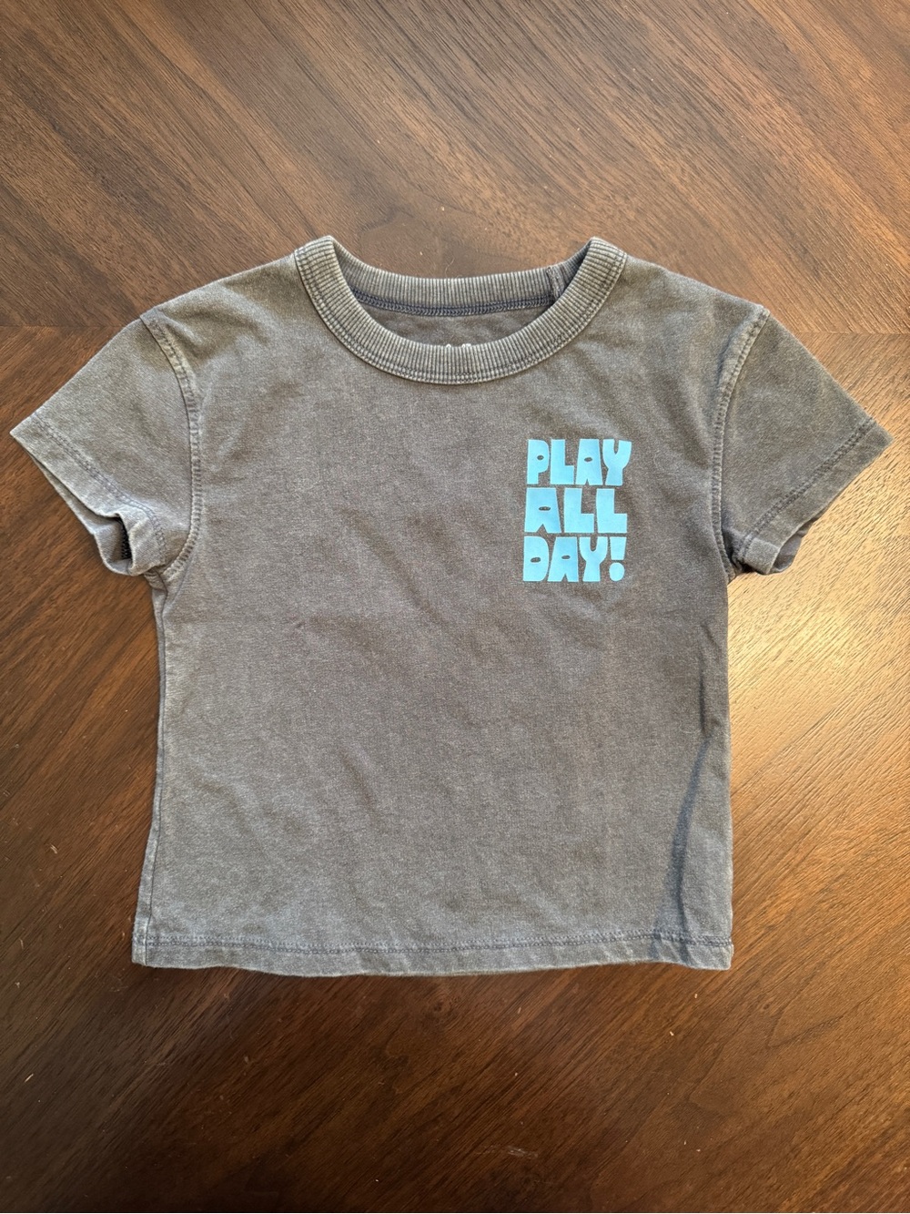 Cat & Jack Charcoal Tee with Light Blue 'Play All Day!' Graphic